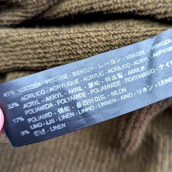 Zara Knit Dress Women's Size Small Green High Slit Sweater V-Neck - Picture 6 of 7